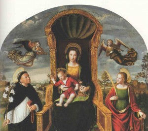 Vierge du Rosaire (détail) Louis Brea (1450-1523) église des Dominicains, Taggia (Italie)