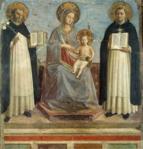 Marie et l'Enfant entre saint saint Dominique et saint Thomas d'Aquin par fra Angelico