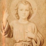 "Je suis le Jésus de Thérèse. Si quelqu'un est tout petit, qu'il vienne à moi."<br /> Image confectionnée par Thérèse pour son bréviaire (1885).